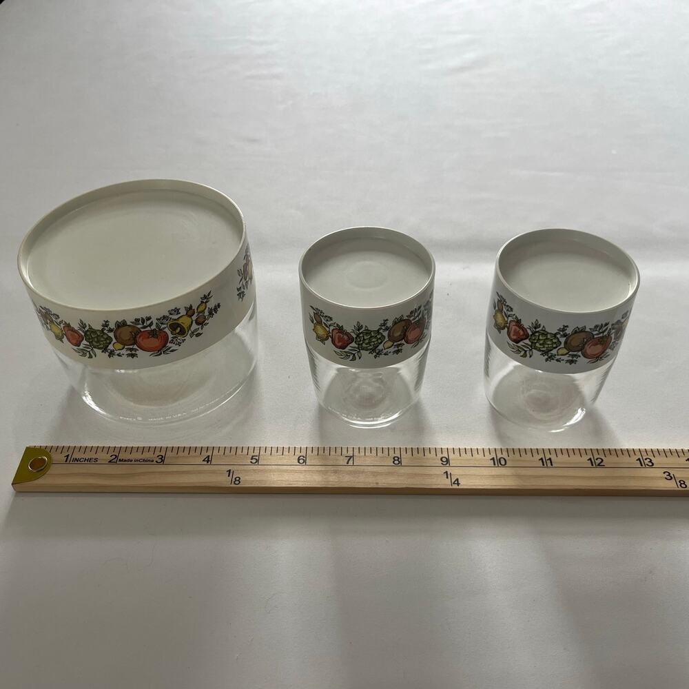 Vintage 3 pc Pyrex Spice of Life “Store ‘N See” Storage Jars